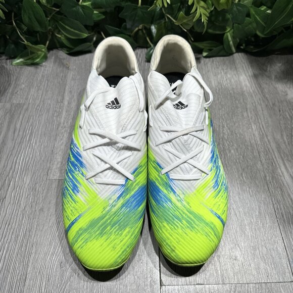 Adidas Nemeziz 19.2 FG (EG7220) White/ Black/Green Men\'s Soccer Cleats Size 12 main image 6